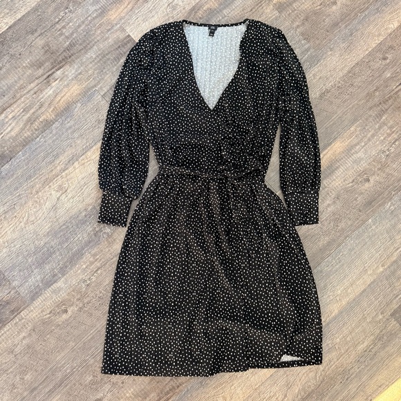 River Island Dresses & Skirts - River Island Black Long Sleeve Dress with White Dots